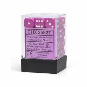 CHX 25827 Opaque 12mm d6 Light Purple/White Block (36)