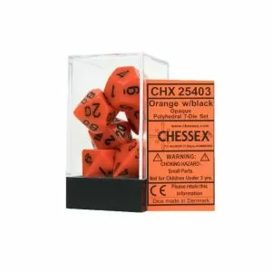 CHX 25403 Opaque Polyhedral Orange/black 7-Die Set
