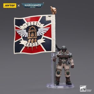 Warhammer Collectibles: 1/18 Scale Astra Militarum Cadian Command Squad Veteran with Regimental Std
