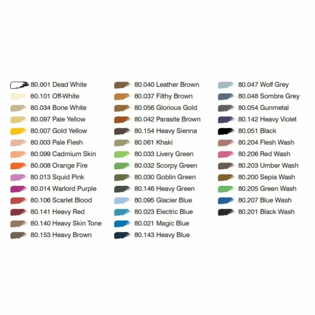 Hand Painted Colour Chart - Vallejo Game Color & Game Air – Art Academy  Direct